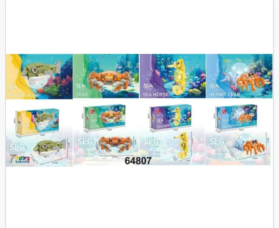 Klocki SEA Zwierzęta Morskie Mix 12 szt. - Figurki Konstrukcyjne