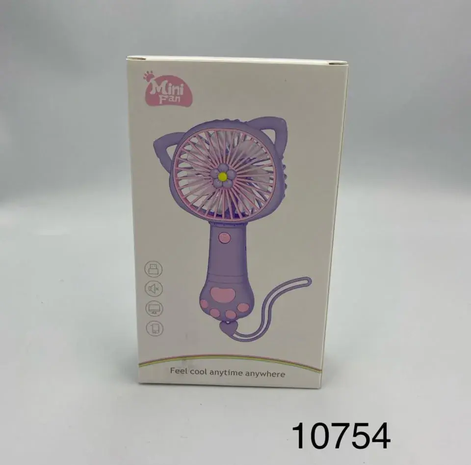 Ręczny Wentylator USB Mini Fan Uszy Kota Fioletowy 6szt