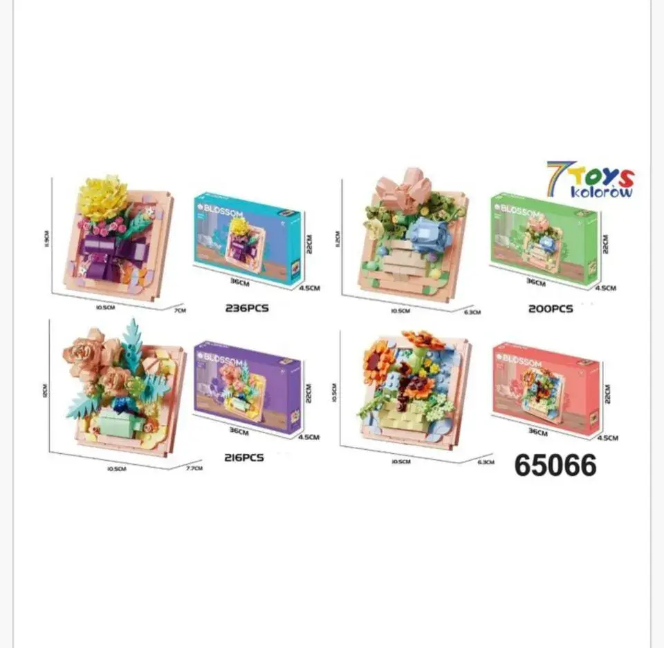 Klocki Kwiaty Blossom Obrazy 3D Zestaw Konstrukcyjny 6 szt.