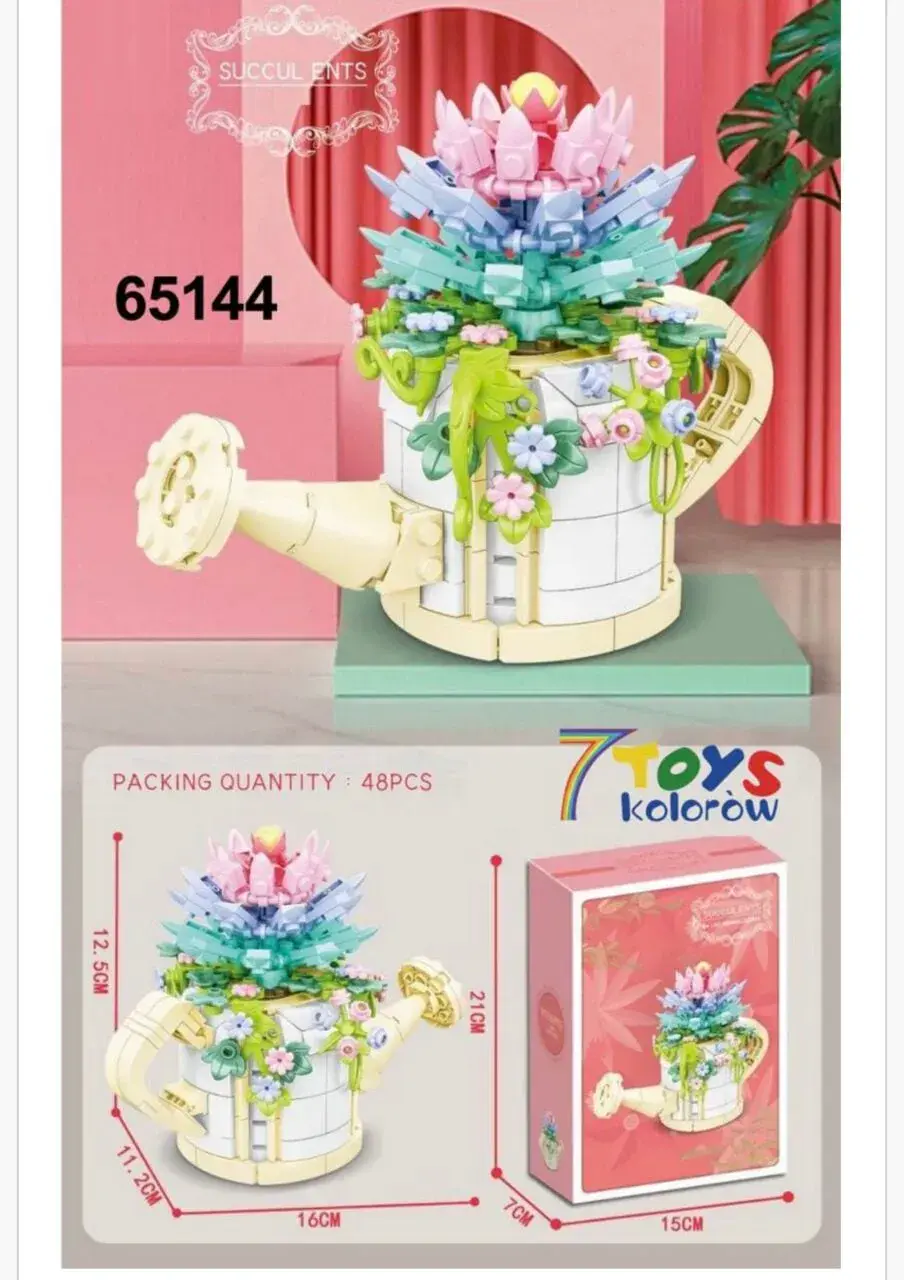 Klocki Kwiaty Konewka z Sukulentami 65144, 16cm