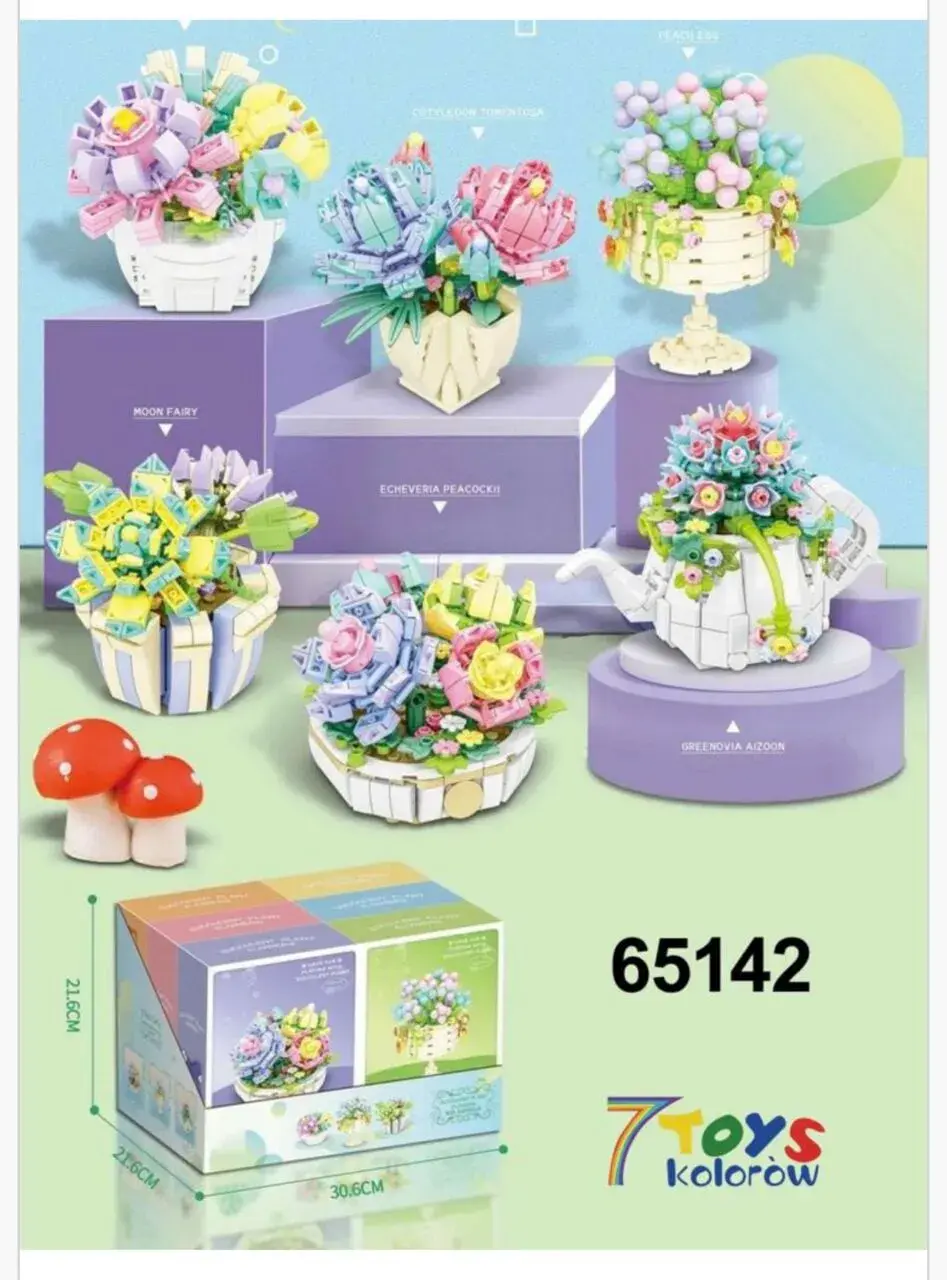 Klocki Kwiaty 7 TOYS kolorów, zestaw 6 sztuk, 65142