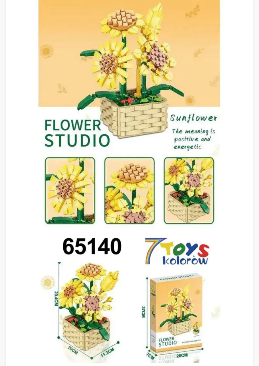 Klocki Kwiaty Flower Studio Słoneczniki w Koszyku 20cm