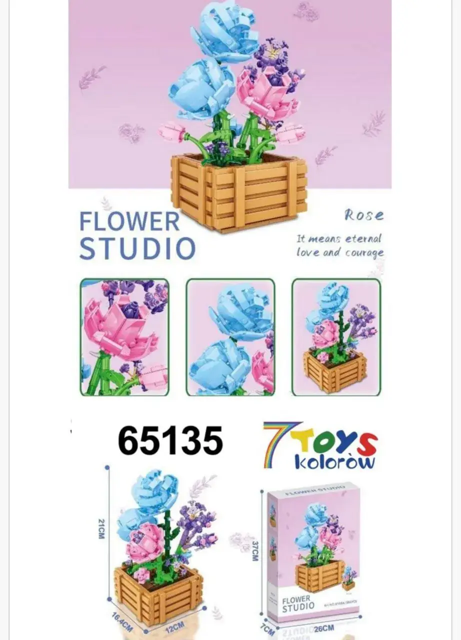 Klocki Kwiaty Flower Studio Róże w Doniczce 21cm 65135