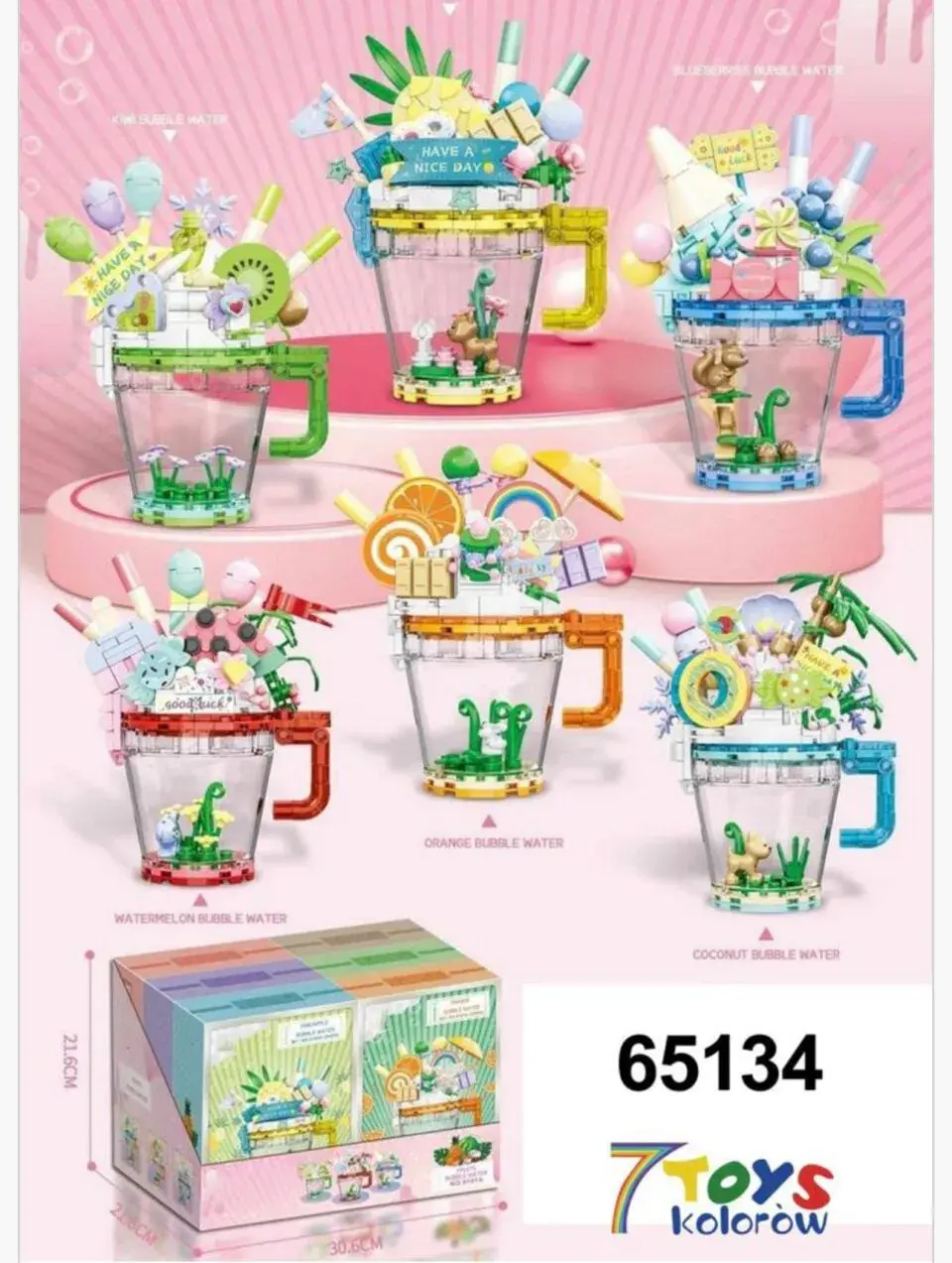 Klocki Bubble Water - Zestaw 6 szt. Owocowe Napoje w Kubkach