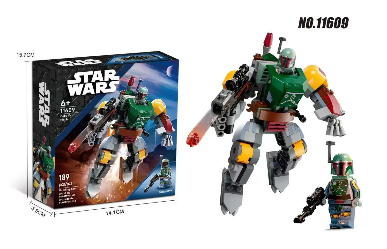 Klocki Star Wars 189PCS Boba Fett Mech Ruchoma Figurka