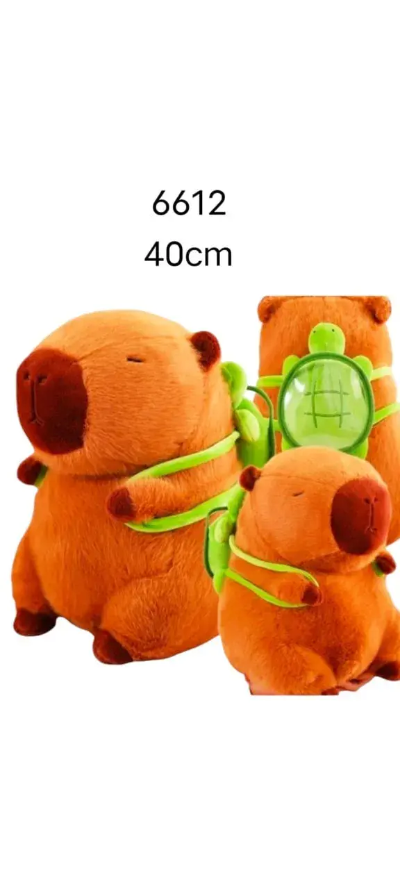Maskotka Kapibara z plecakiem żółwiem 40cm