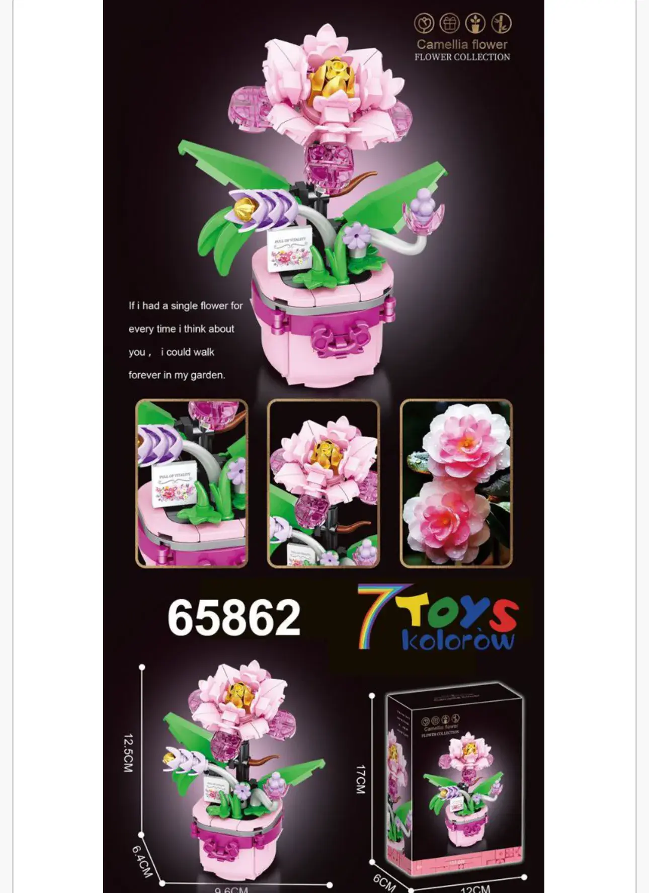 Klocki Kwiaty Kamelia w Doniczce 12,5cm - Flower Collection