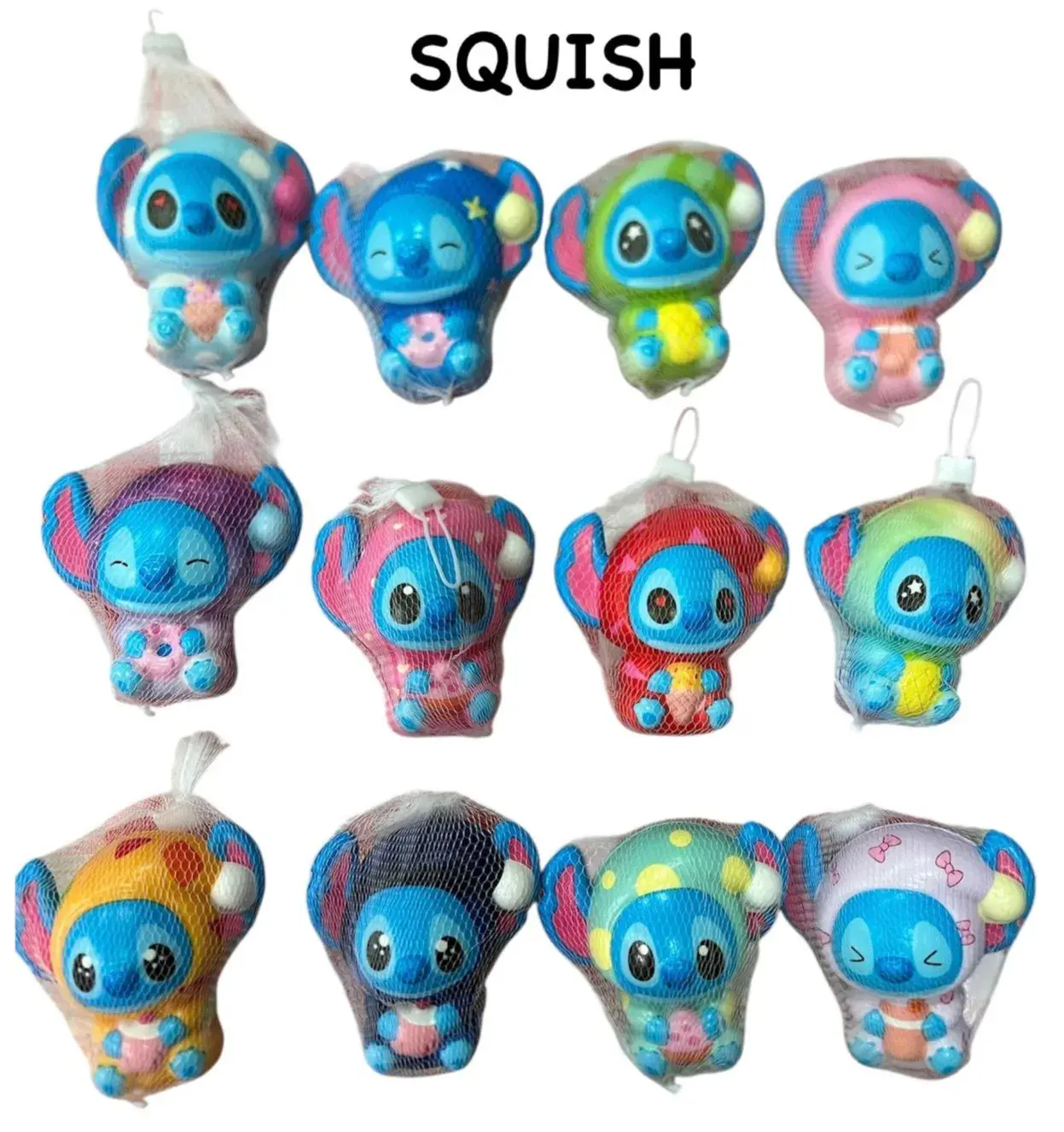 Zabawki Squeeze Squishish Stitch - mini gniotki 12 szt