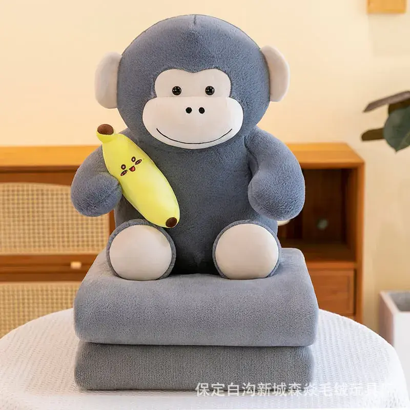 Maskotka na Kocyk Małpka z Bananem, Szara