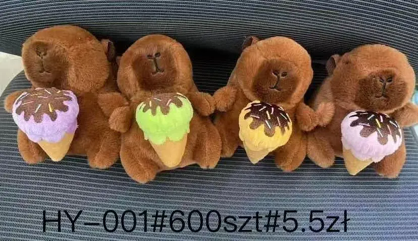 Brelok do Kluczy Pluszowa Kapibara z Lodami, Mix Kolorów