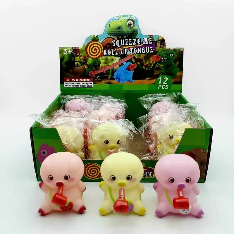 Squeeze Toys Roll Up Tongue Dino 3+ 12 szt