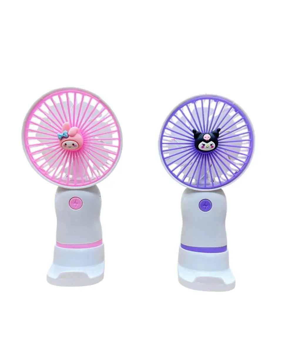 Mini Fan Kuromi i My Melody, wiatraczek ręczny z podstawką, mix 12 szt
