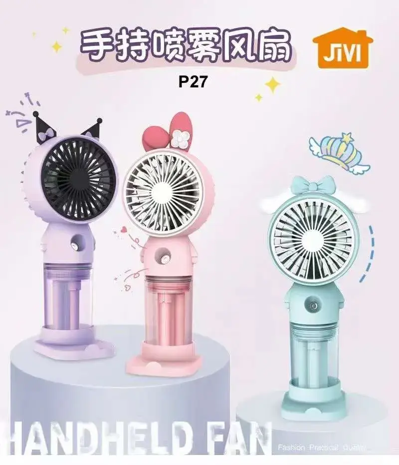 Mini Fan Sanrio z mgiełką wodną, wiatraczek ręczny mix 12szt