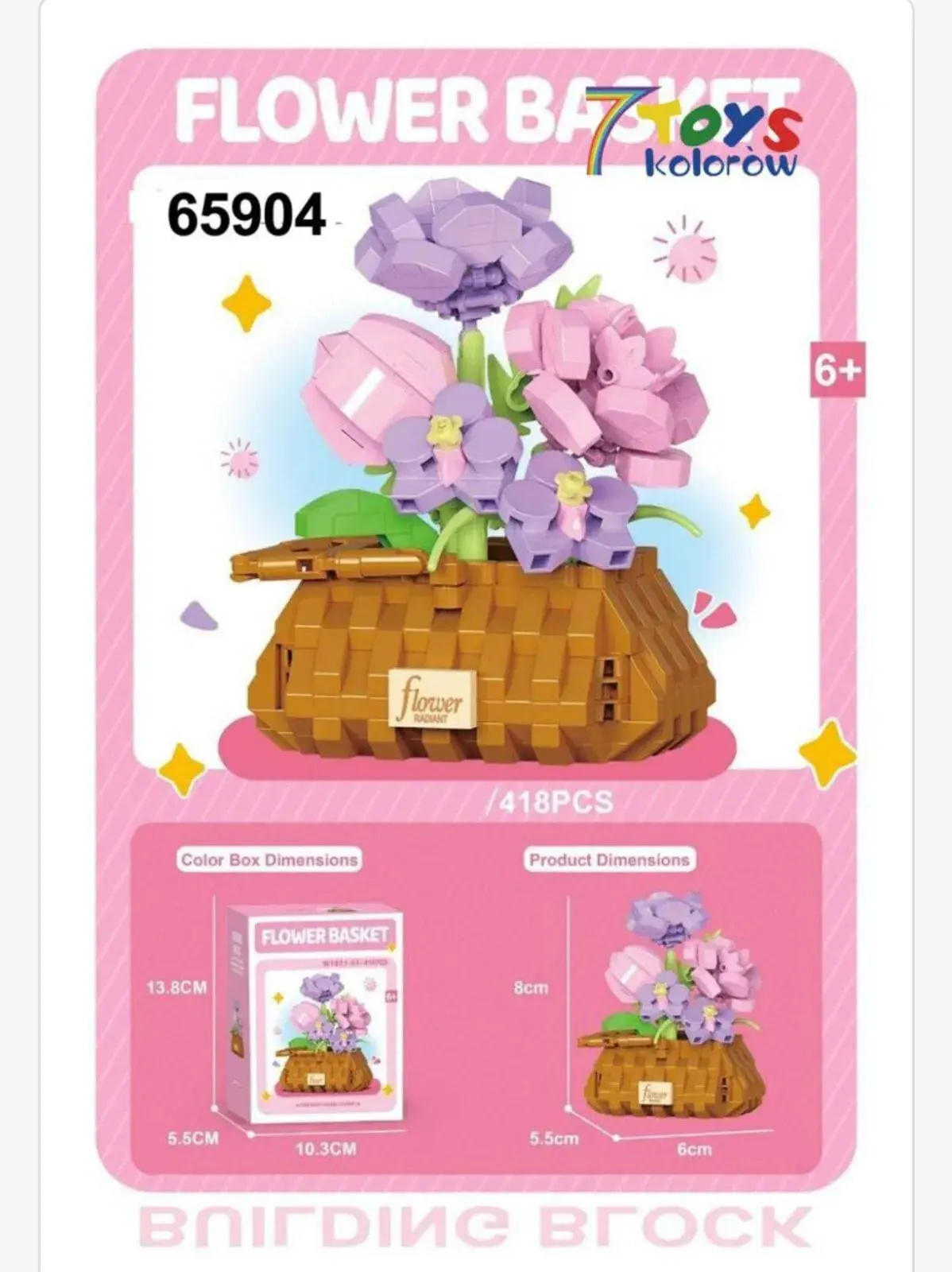 Klocki Flower Basket 418PCS - Koszyk z Kwiatami 6+