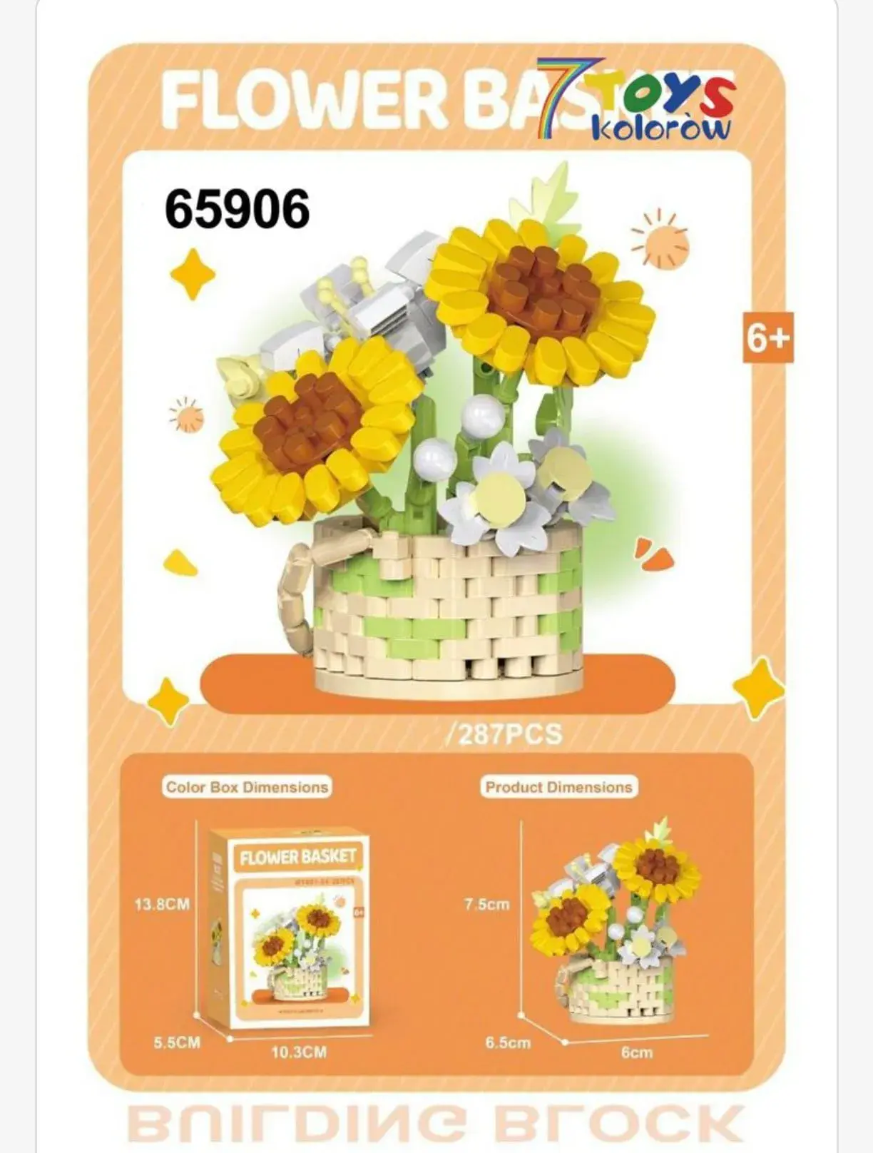 Klocki Kwiaty Flower Basket 287PCS - Słoneczniki w Koszyku 7.5cm