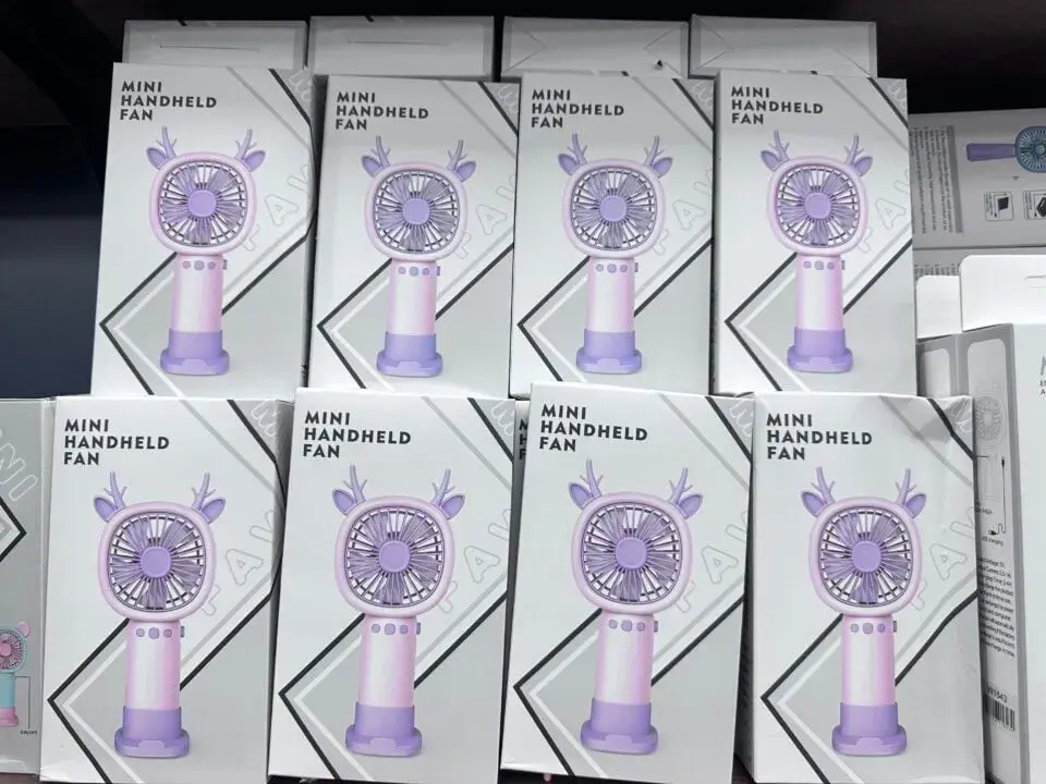 Mini Fan dla Dzieci - Ręczny Wentylator z Uszami Jelonka, Fioletowy