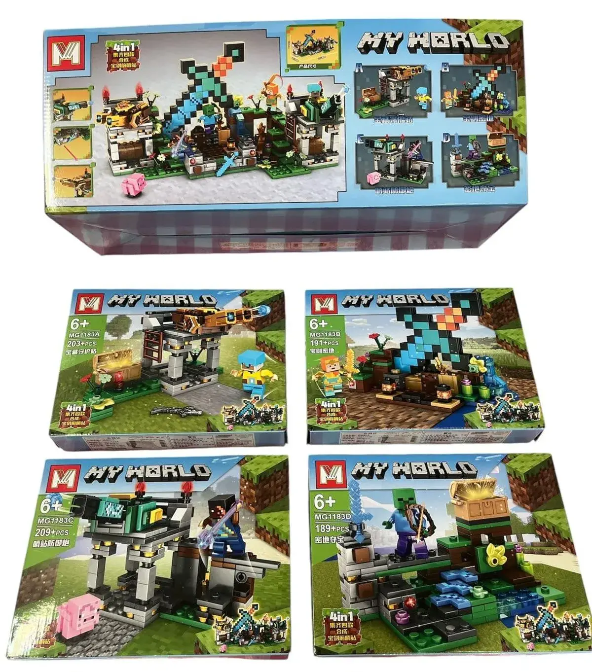 Klocki My World 8 szt. Zestaw 4w1 Seria MG1183 Figurki