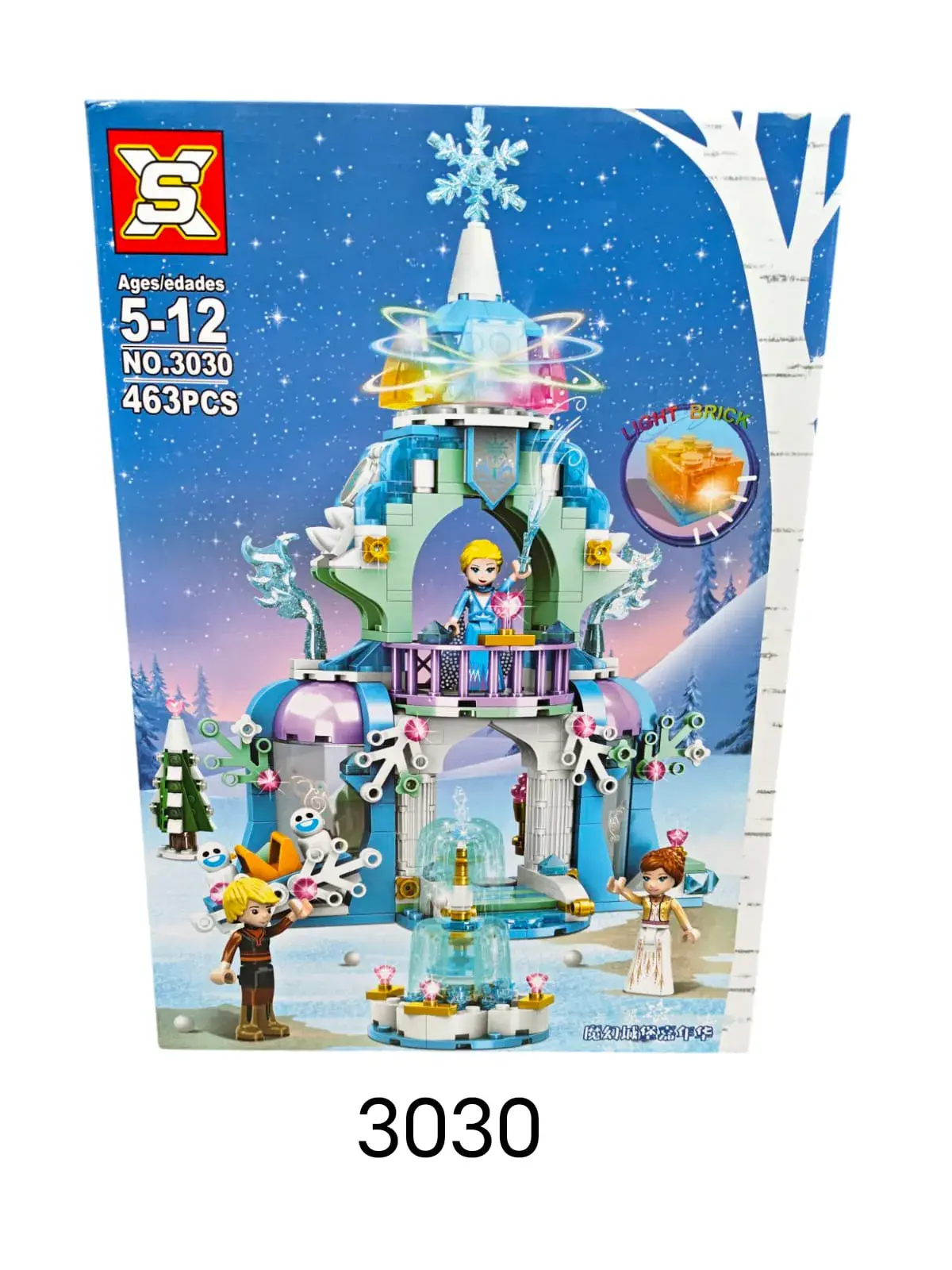 Klocki Princess 463PCS Zamek Lodowy ze Świecącym Klockiem XS 3030