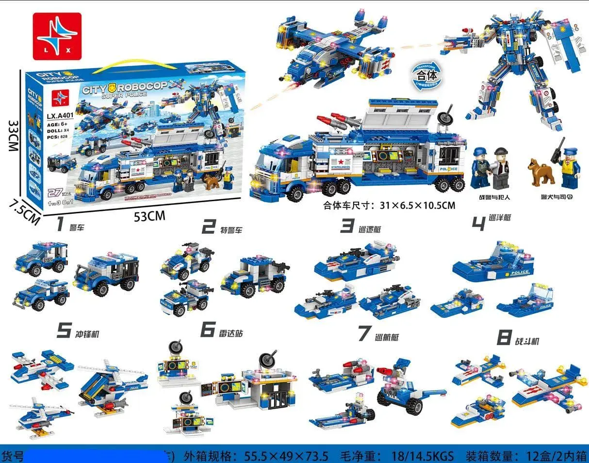 Klocki City Robocop 328PCS Zestaw Policyjny 8w1 LX