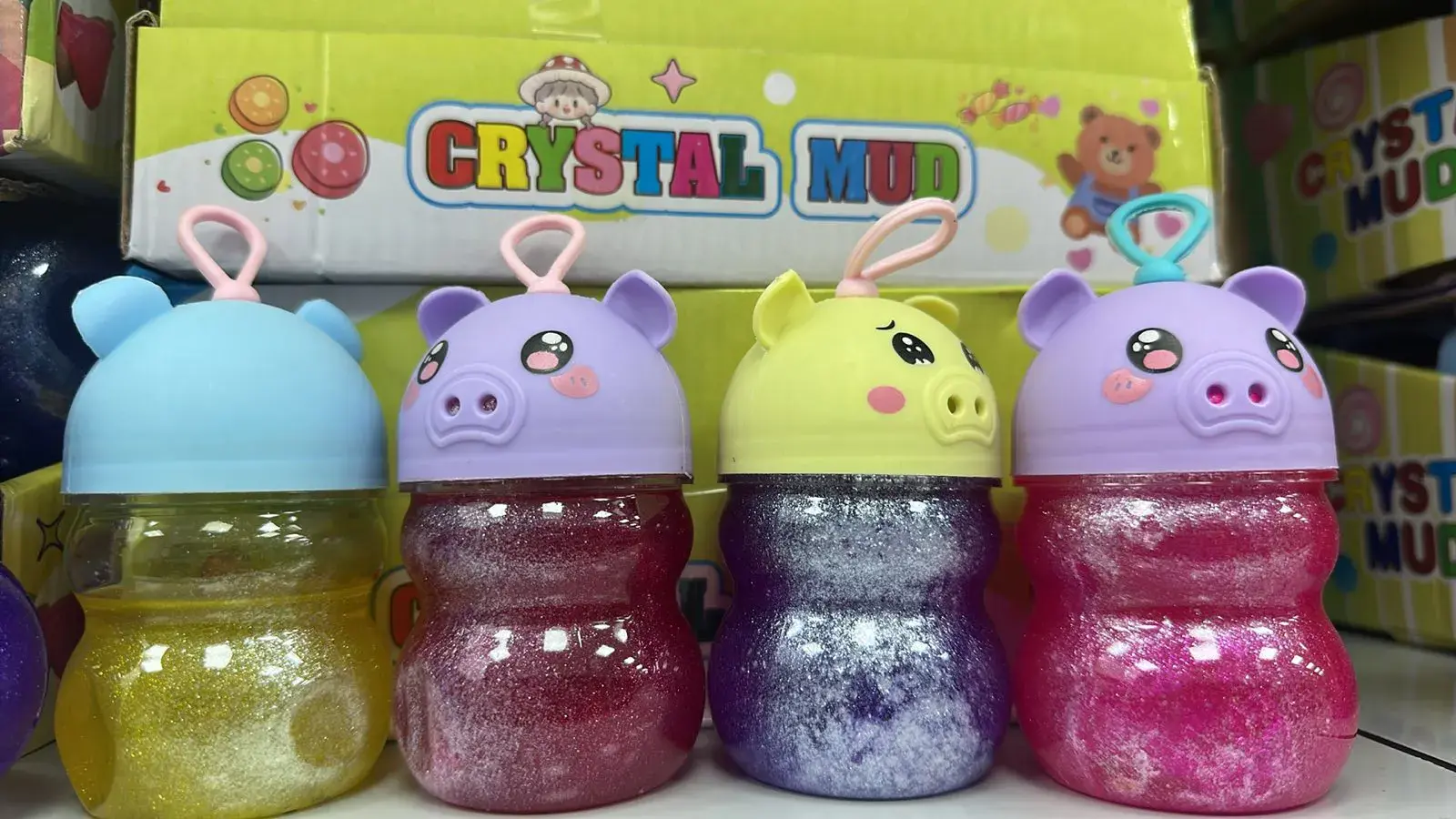 Crystal Mud Slime w słoikach z uchwytem świnki, 12 szt