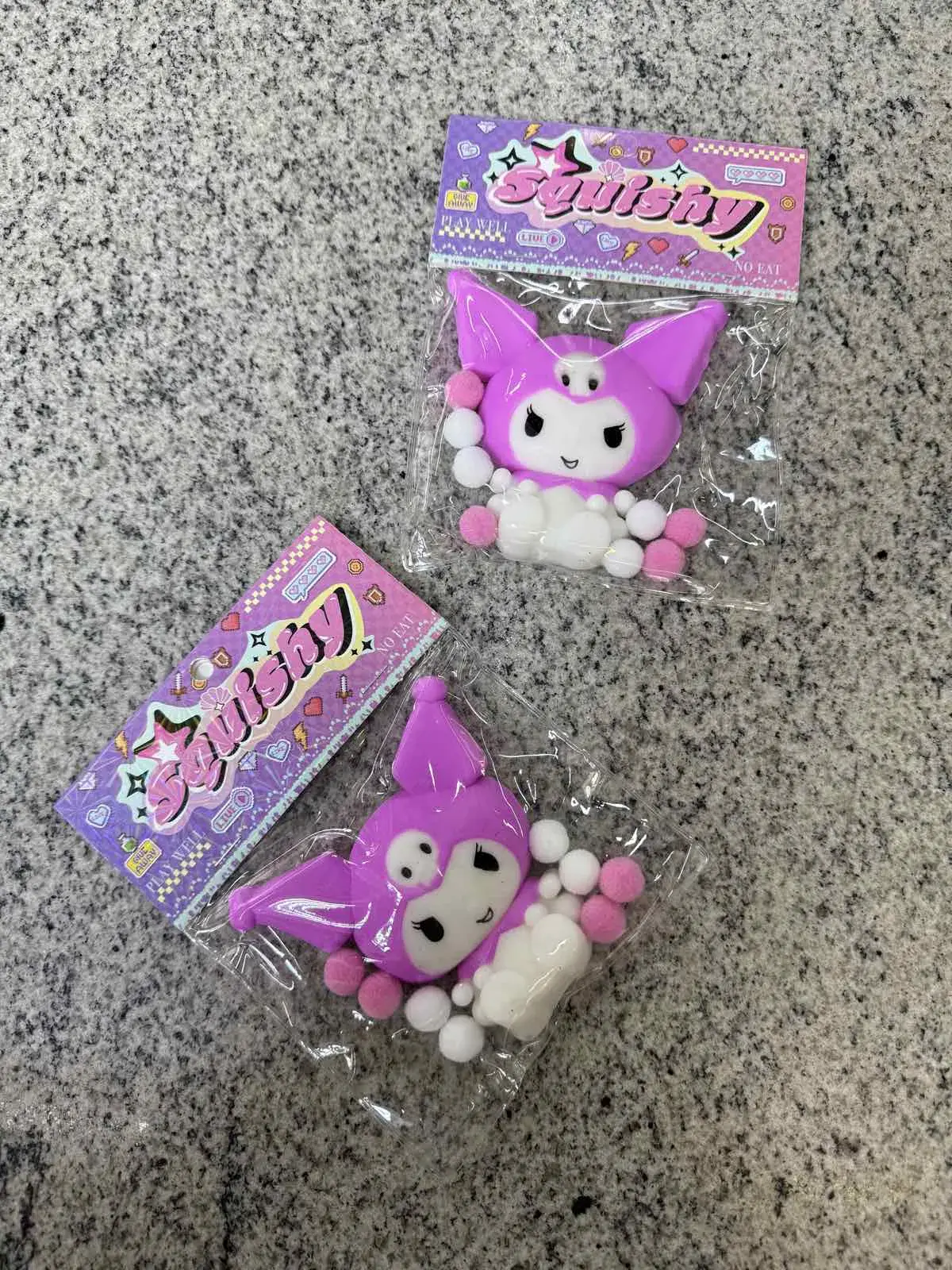 Gniotki Squishy Kuromi fioletowe i białe, 16 szt/opak.