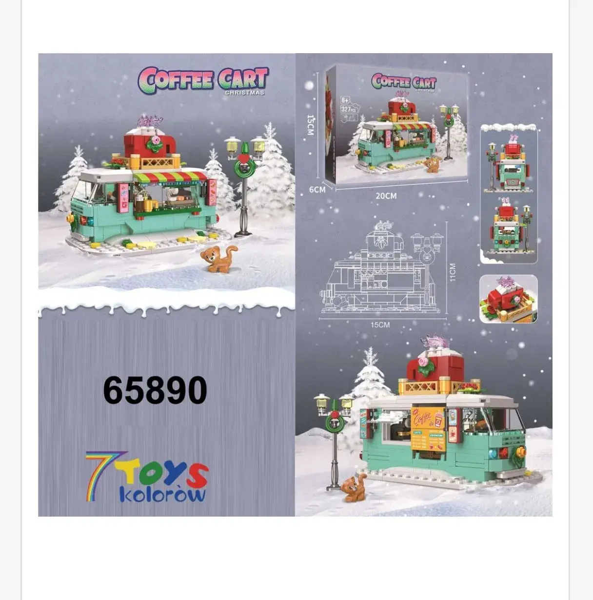 Klocki Coffee Cart 327PCS Świąteczna Kawiarnia Mobilna 65890