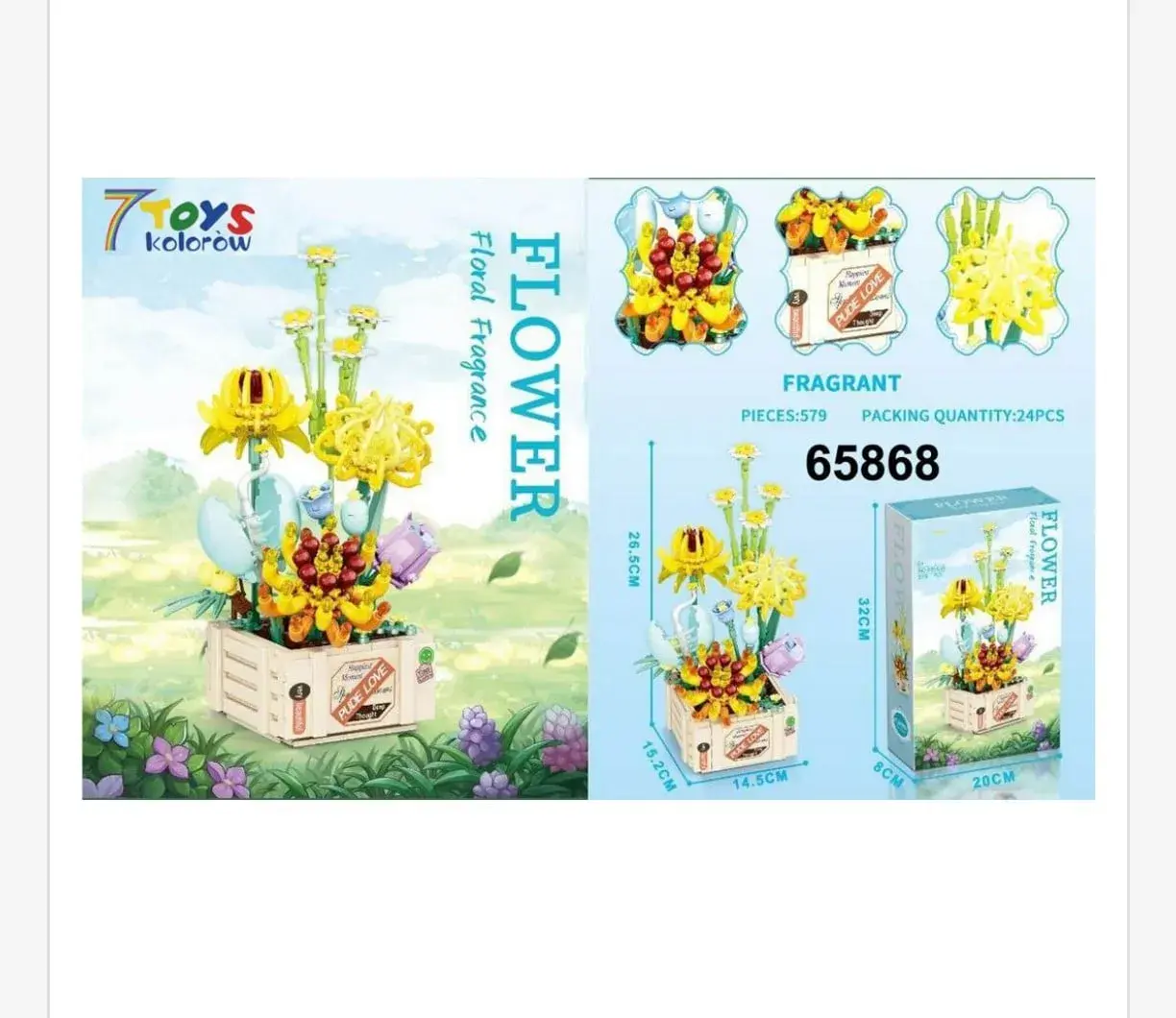 Klocki Kwiaty 579PCS Bukiet w Doniczce 26,5cm 7 Toys