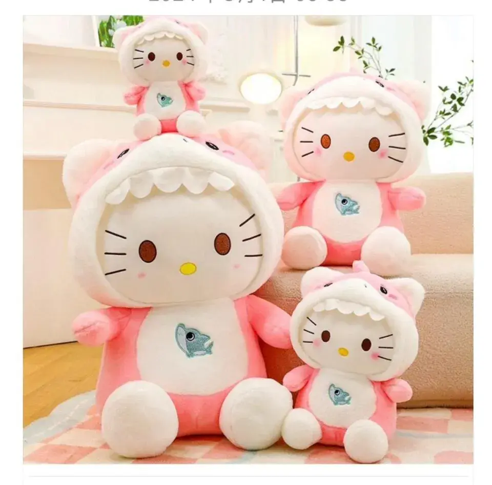 Maskotka Pluszowa Hello Kitty w Różowym Kostiumie Rekina 80cm