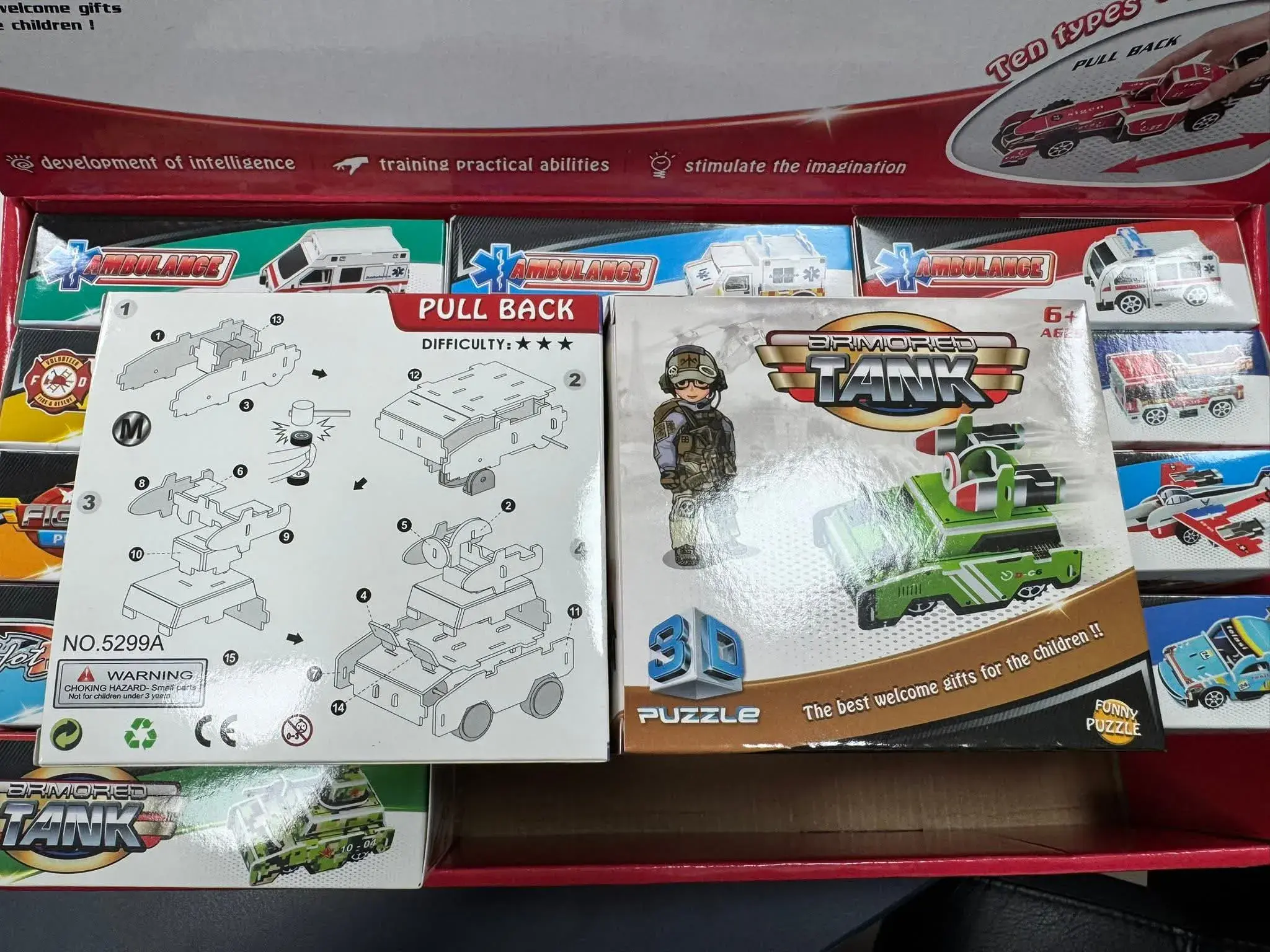 Zabawki DIY 3D Puzzle Samochody i Tank Pull Back NO.52380
