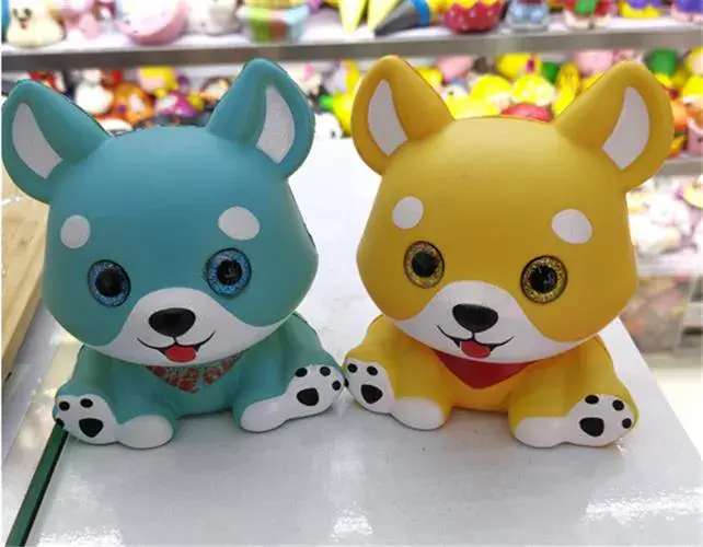 Gniotki Squeeze Toys Shiba Inu niebieski i żółty