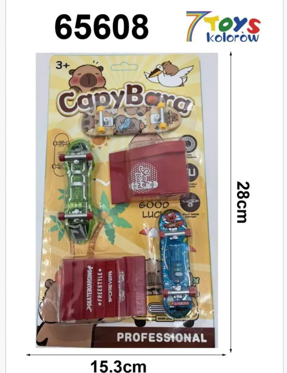 Mini Deskorolka na Palce Zestaw Capybara z Rampami 28cm