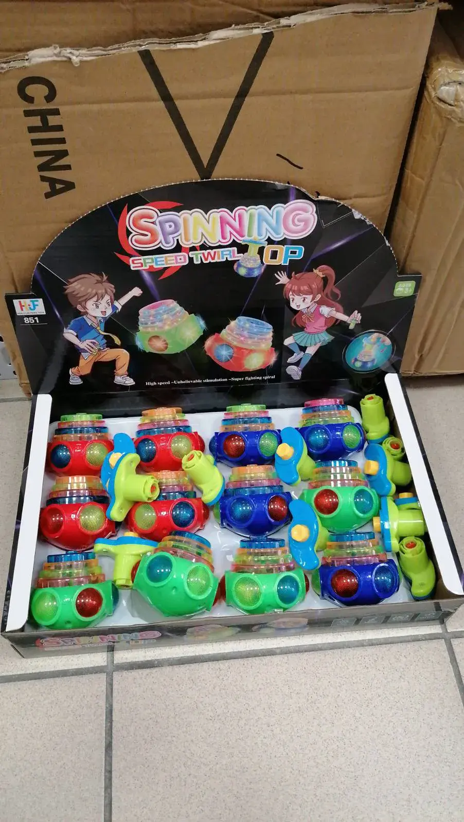 Zabawki Spinning Speed Twirl Top bączki z wyrzutnią, 12 szt.