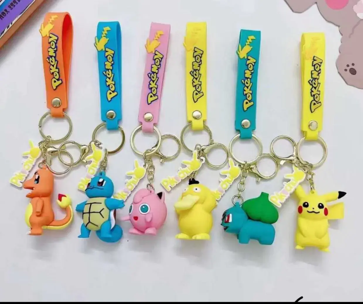 Brelok do Kluczy Pokemon z Figurką 3D i Paskiem, 24 szt.