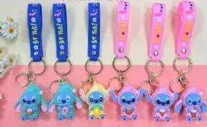 Brelok do Kluczy Stitch z Paskiem Silikonowym, Mix Kolorów 12szt