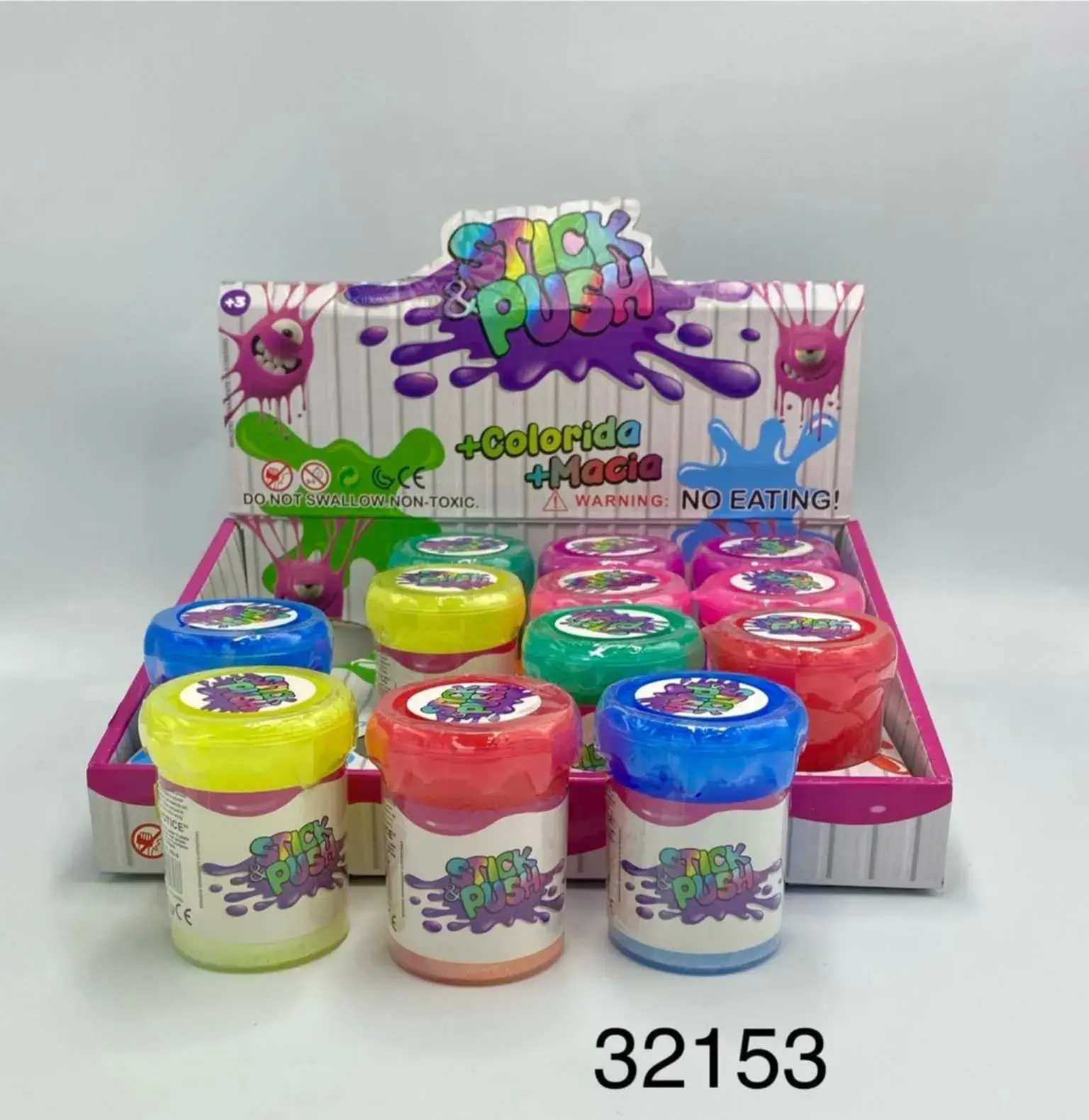 Zabawki Stick Push - Kolorowa Masa Plastyczna Slime 12 szt.