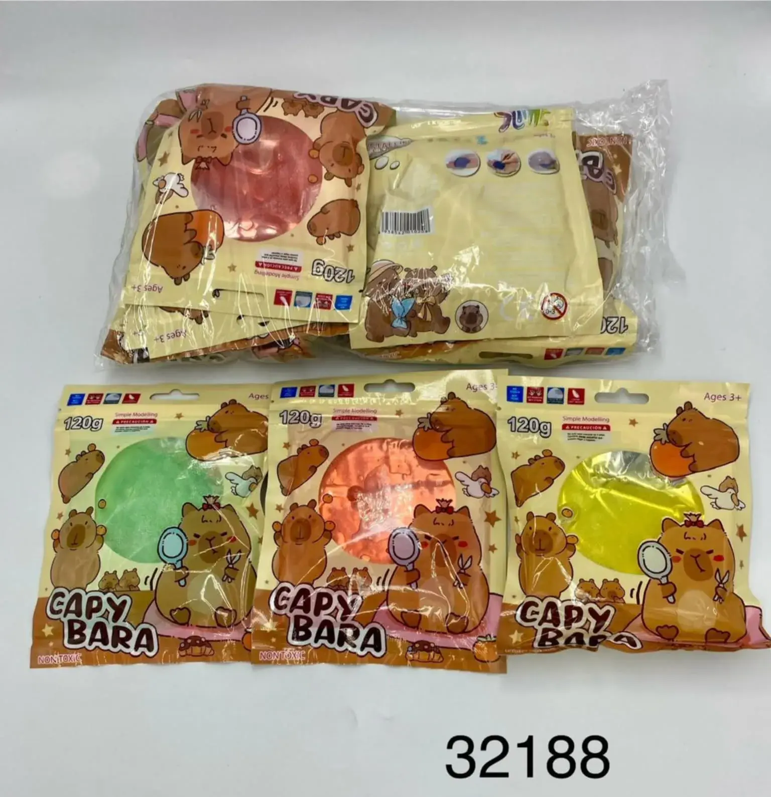 Zabawki Slime Capybara 120g Kolorowa Masa Plastyczna 24szt