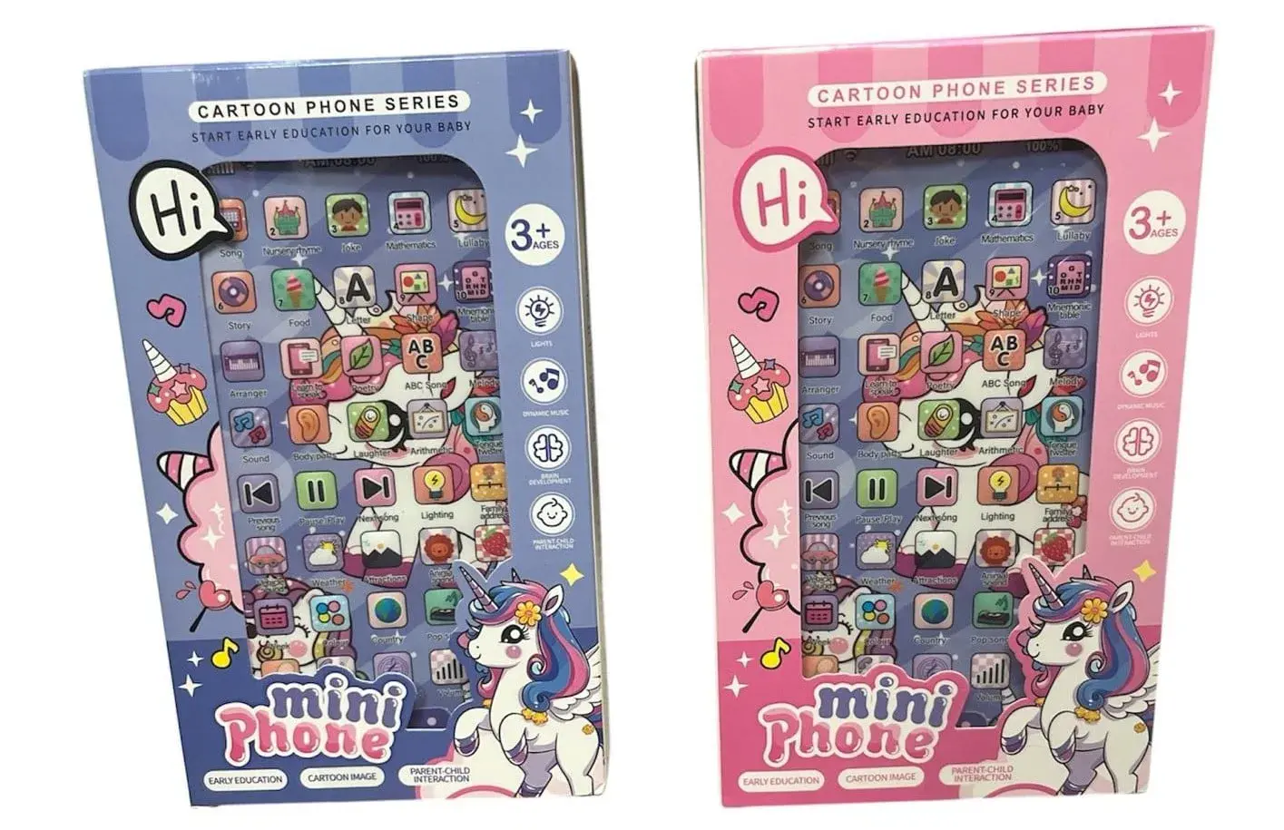 Interaktywny Mini Telefon Jednorożec, Światło i Dźwięk, 12 szt.