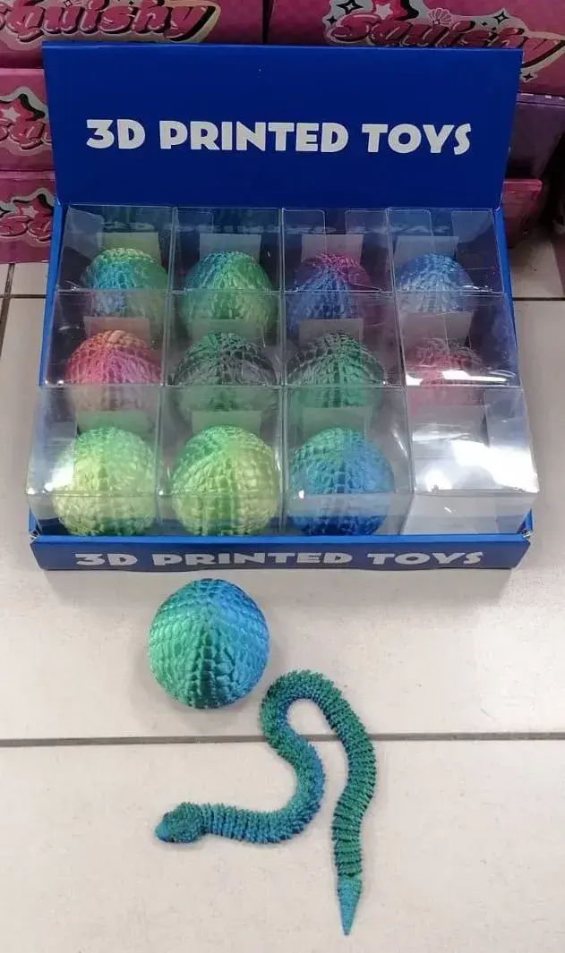 Zabawki 3D 8.50cm Przegubowy Wąż w Jajku, 12 szt.