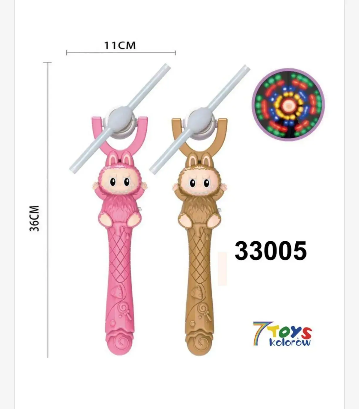 Zabawka Wiatrak Labubu 36cm Świecący LED Mix Kolorów