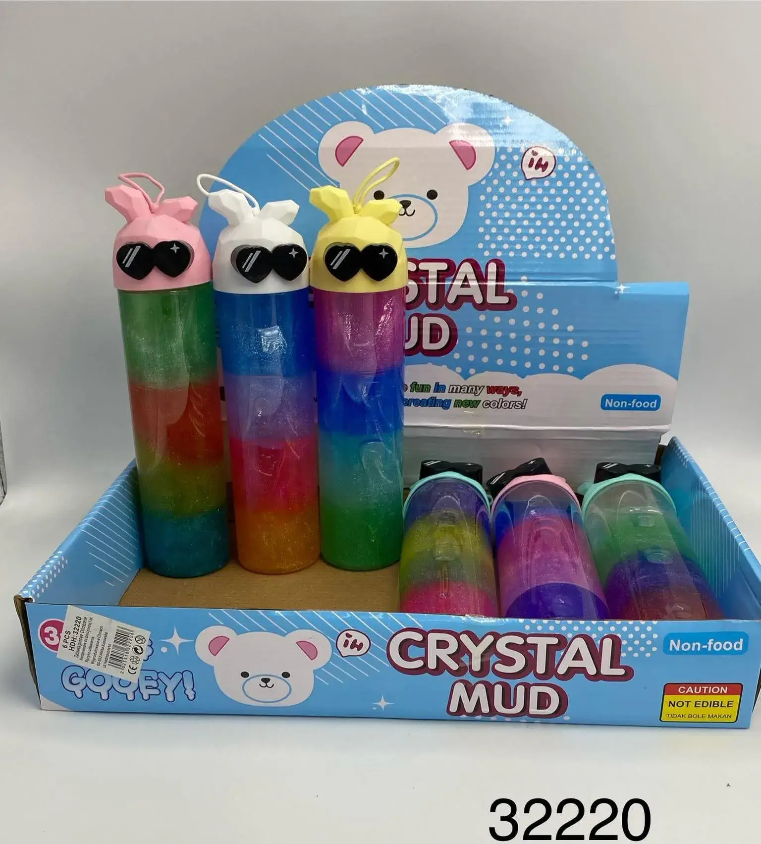 Zabawki Slime Crystal Mud Tęczowy z Brokatem 12 szt