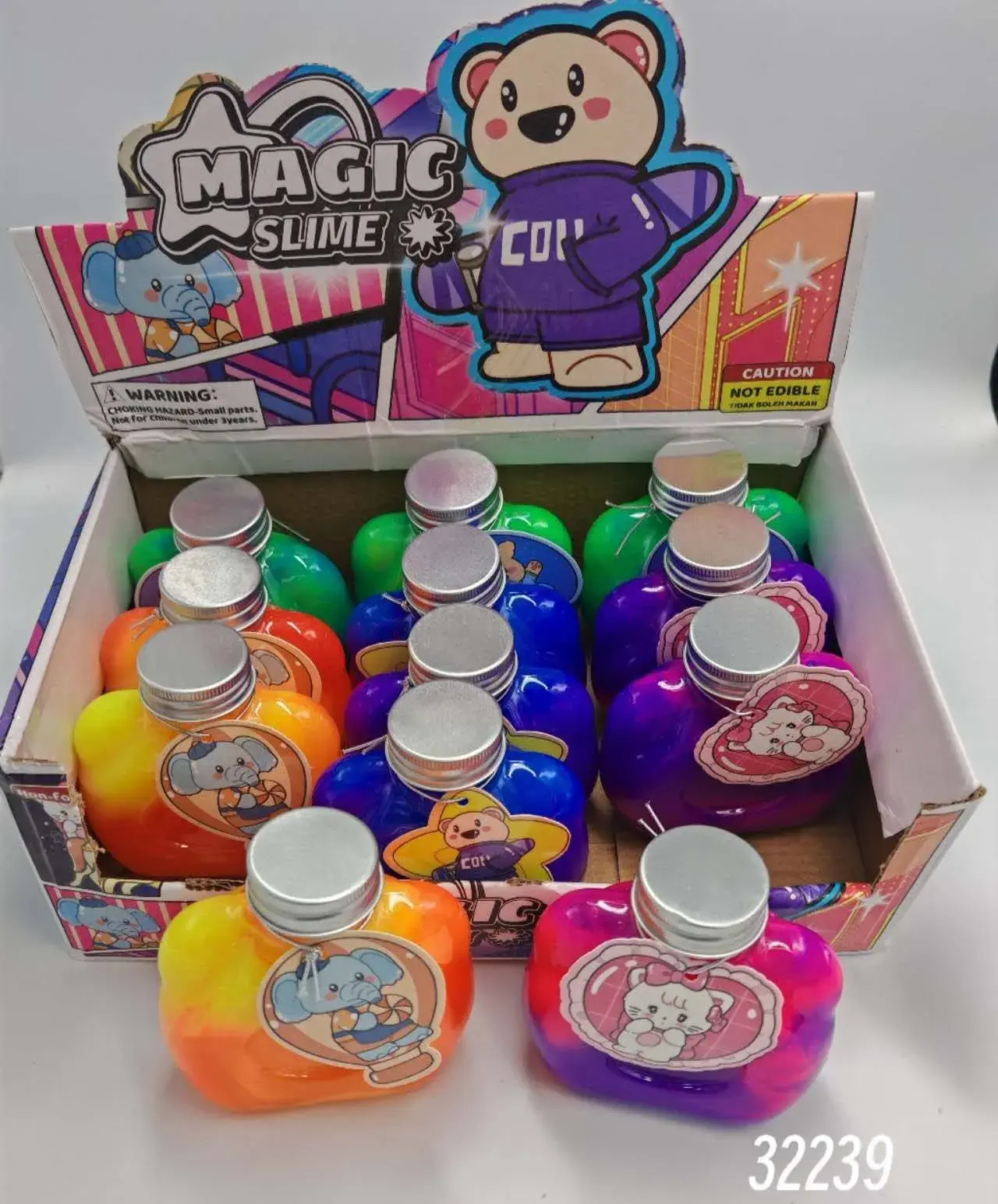 Zabawki Magic Slime - kolorowa masa w butelkach, zestaw 12 szt.