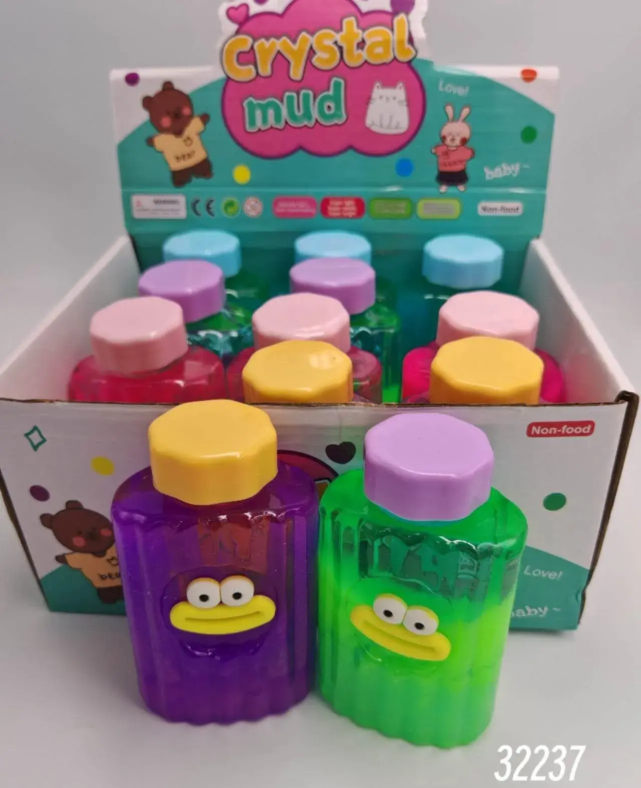 Zabawki Slime Crystal Mud w butelkach z buźką 12 szt.