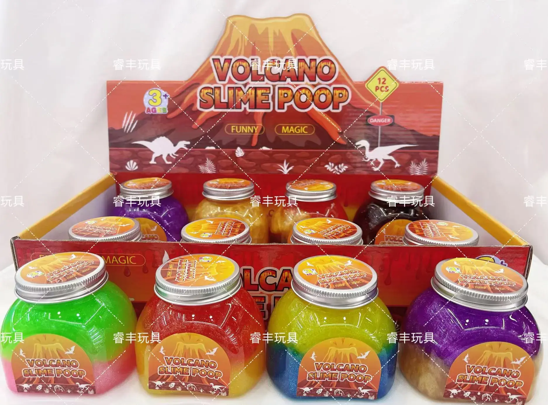 Zabawki Slime Volcano Poop - Masa Plastyczna Brokatowa 12 szt.