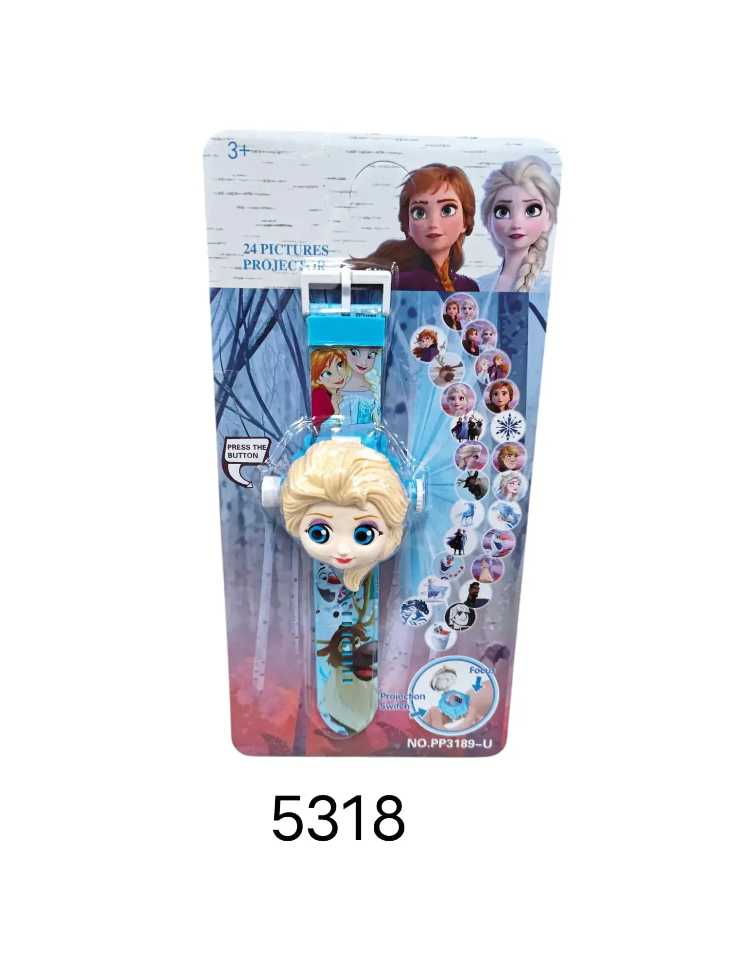 Zegarek Frozen z projektorem 24 obrazy, Elsa Anna
