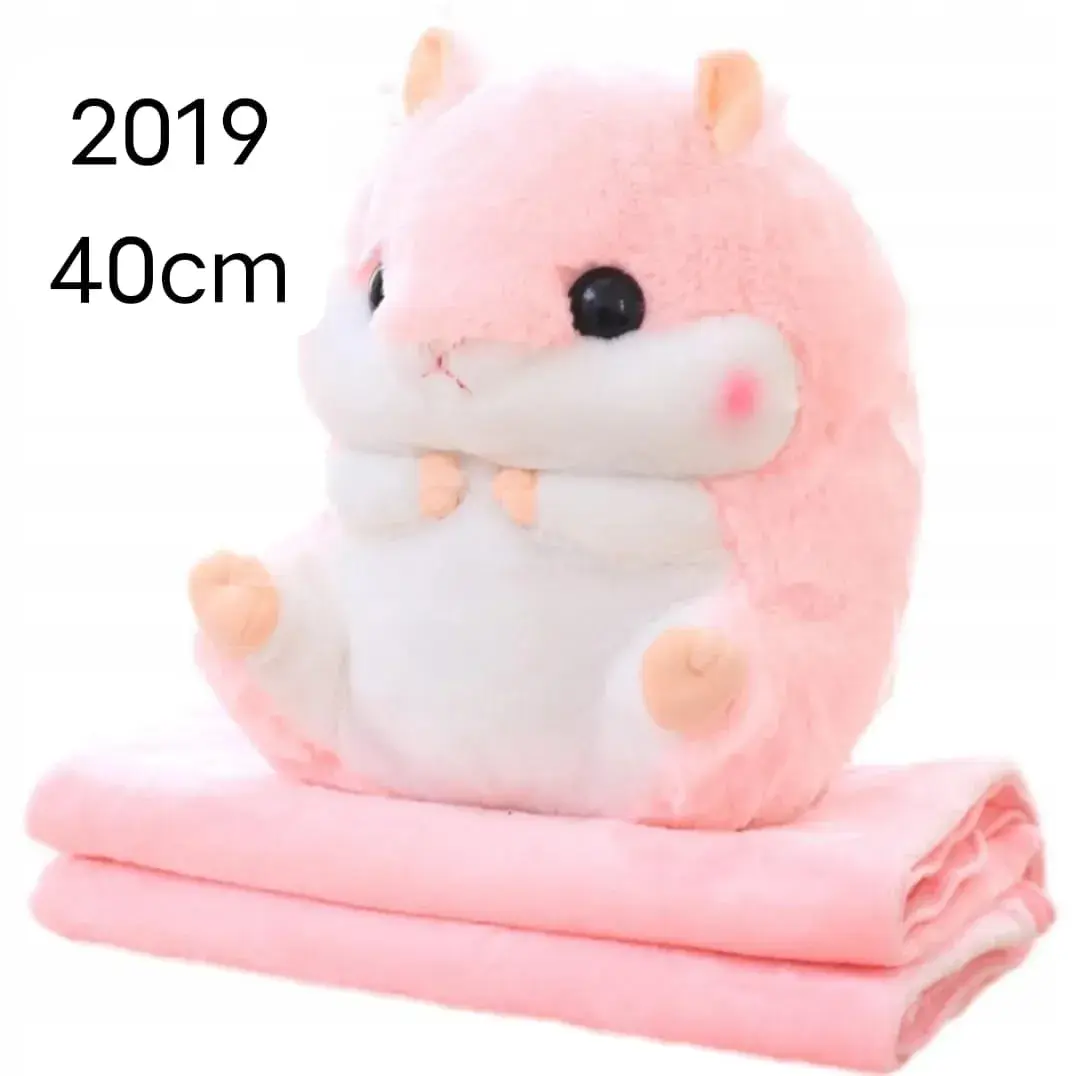 Maskotka Chomik z Kocykiem 40cm Różowy Pluszak 2w1