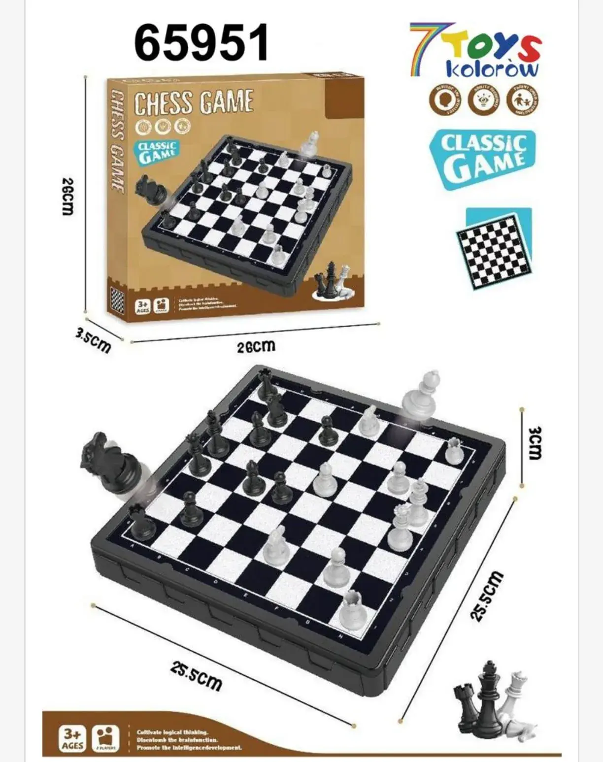 Szachy Zabawkowe Chess Game 25,5cm Klasyczna Gra Planszowa