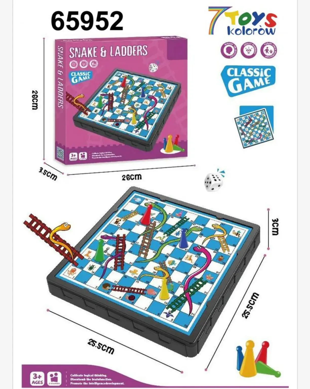 Gra planszowa Snake & Ladders Węże i Drabiny 26cm 7 TOYS