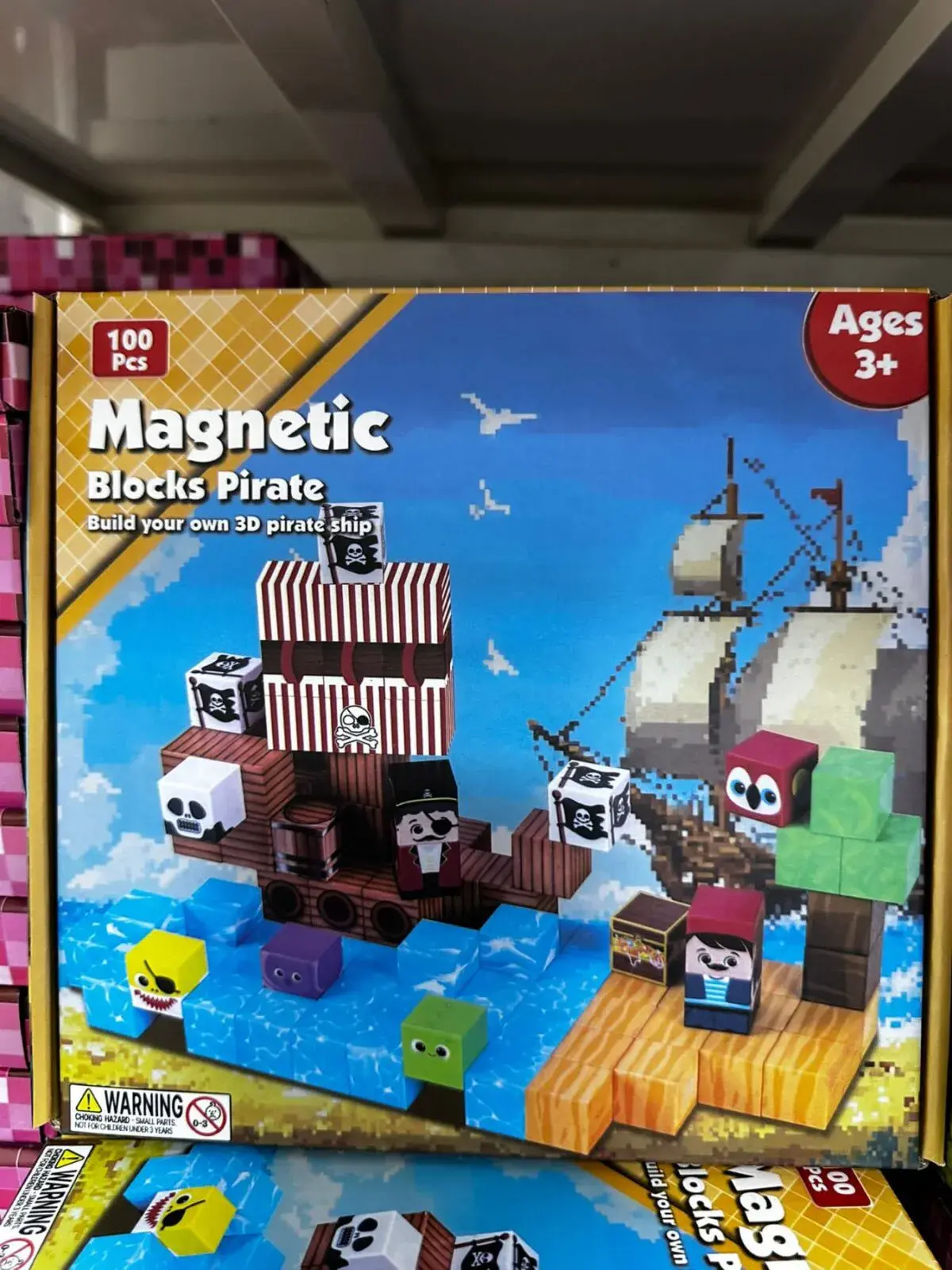 Zabawki Magnetic Blocks Buduj Własny Statek Piracki 100 szt