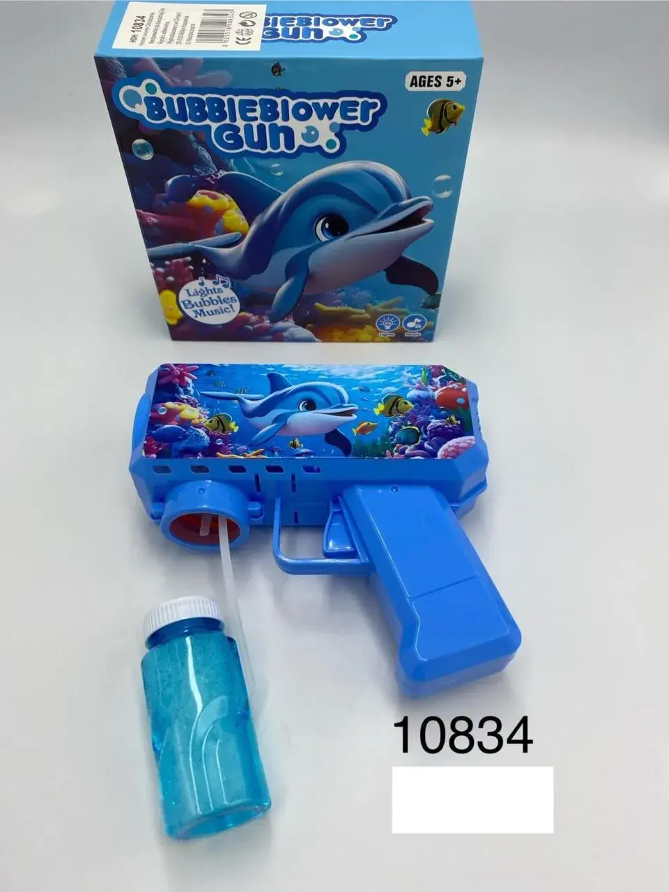 Pistolety Bubble Gun Delfin - Światło i Muzyka, 12 szt/paczka