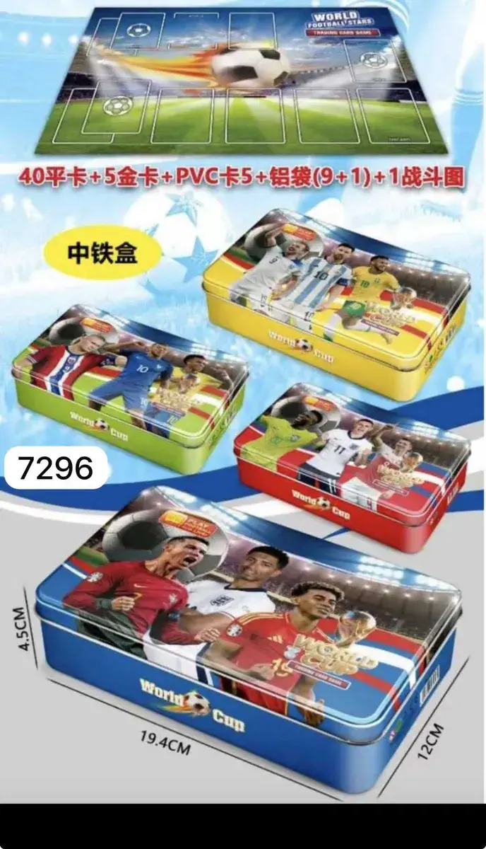 Karty metalowe World Cup Football Stars pudełko 19,4x12x4,5cm